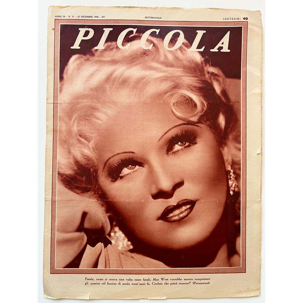 Gorgeous Italian 1936 Barbara Stanwyck Mae West Magazine My Little Chickadee